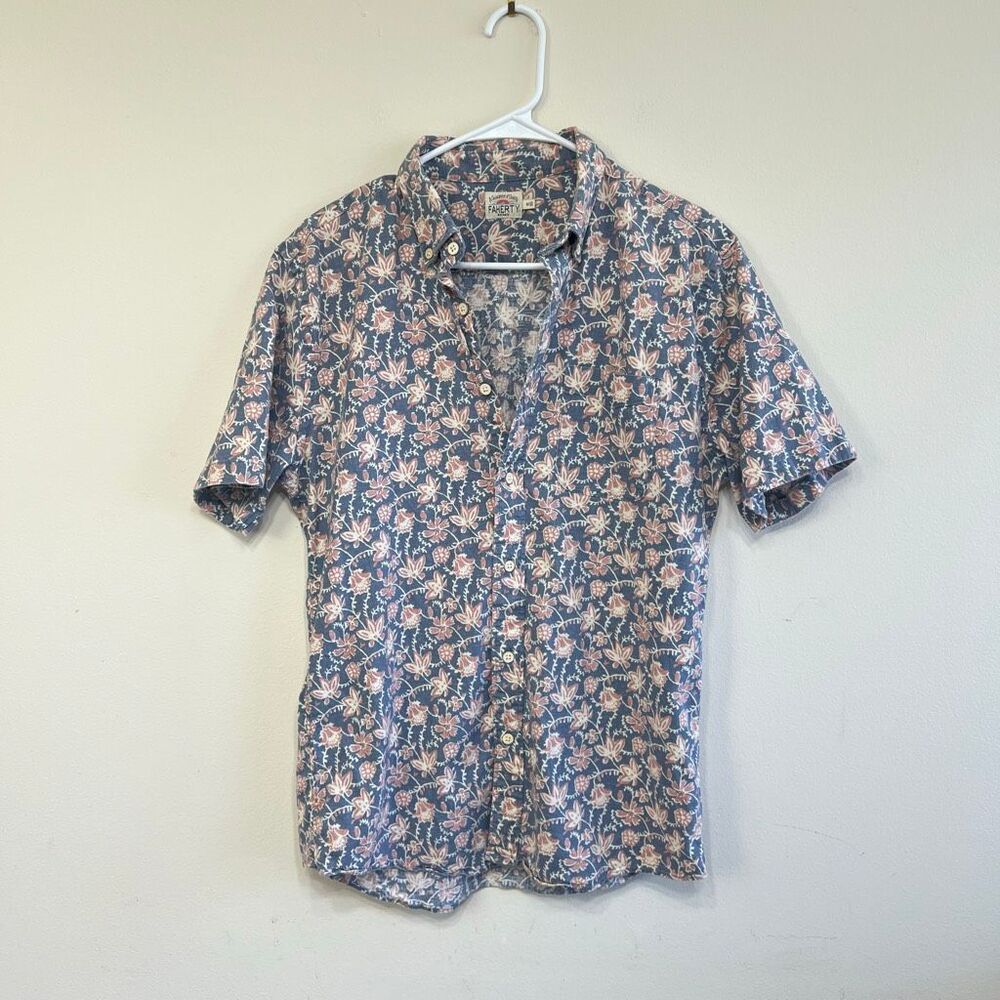 Faherty Breeze Faded Floral Short Sleeve Button Down Shirt Multicolor Medium